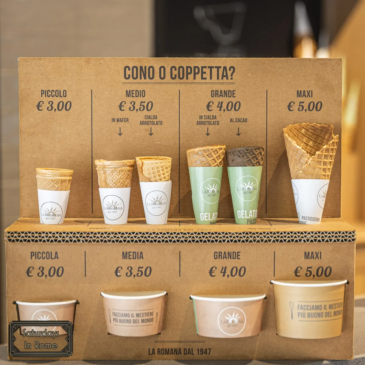 Best Gelato In Rome - Costs for cup and cone
