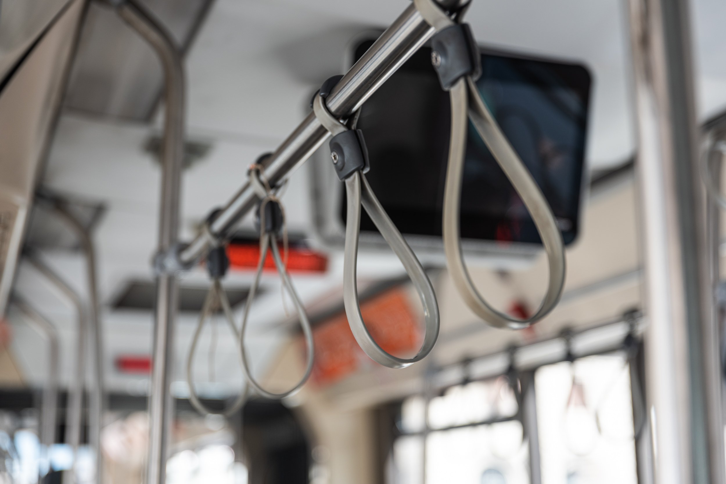 Rome City Bus - straps on bus