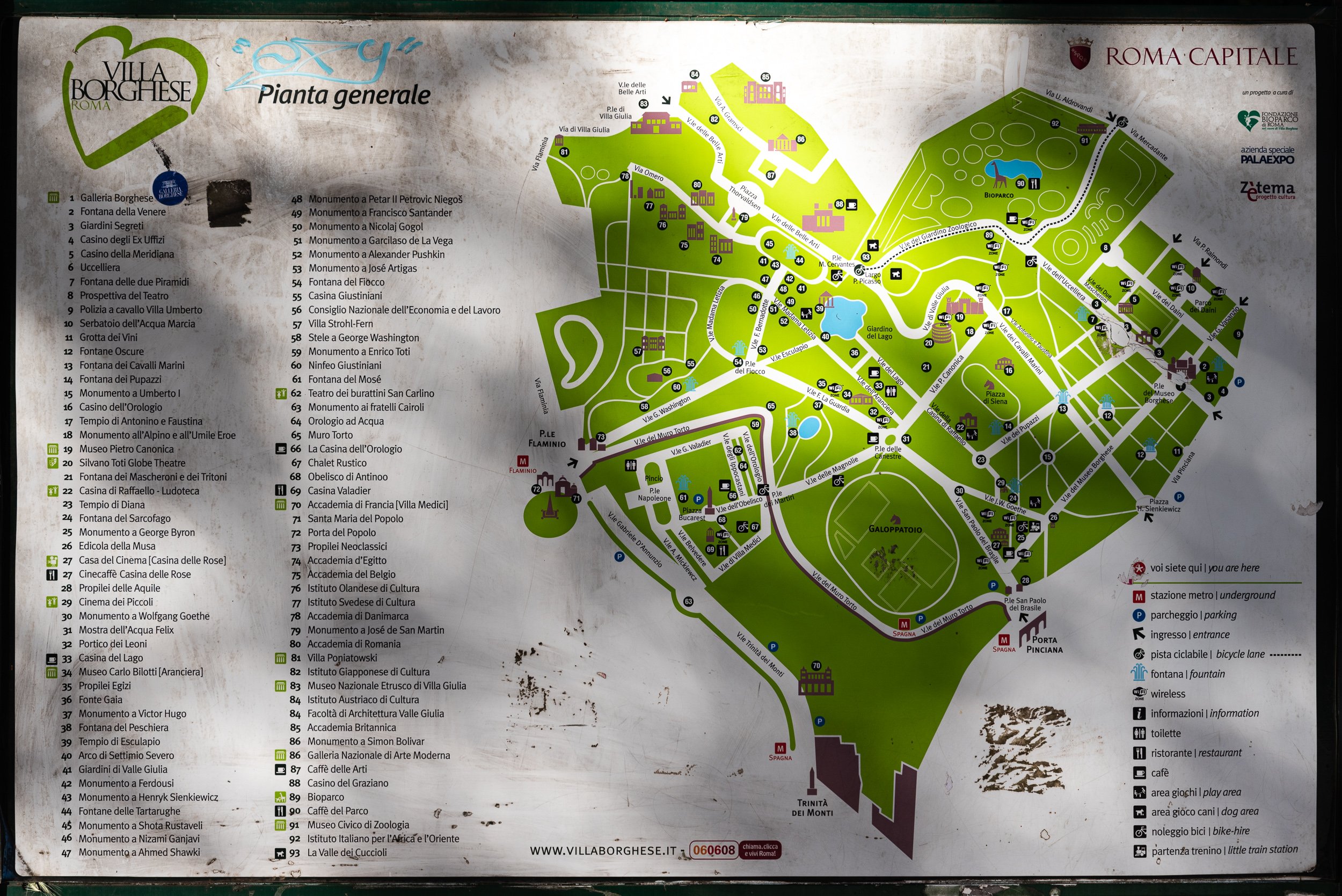 Villa Borghese Gardens - Map