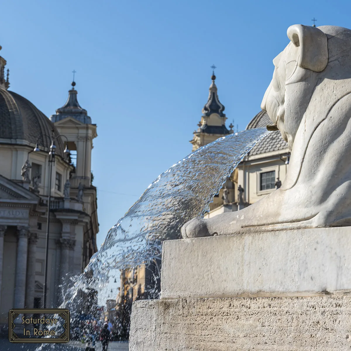 Famous Fountain In Rome - Lion Fountain In Piazza del Popolo