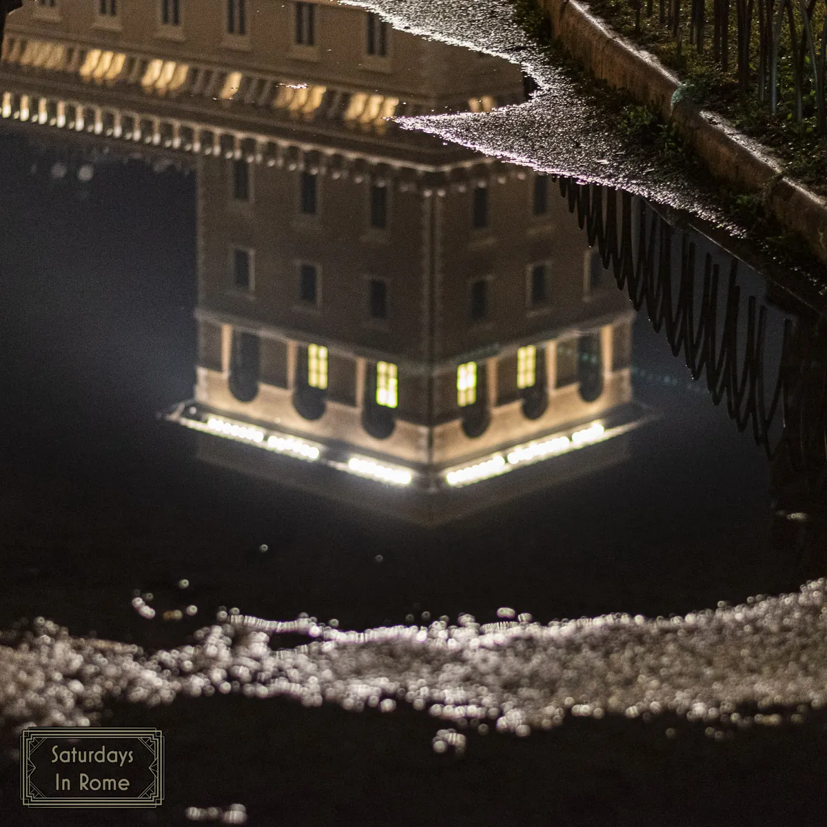 Rainy Season In Rome - Rain puddles in Piazza Venezia
