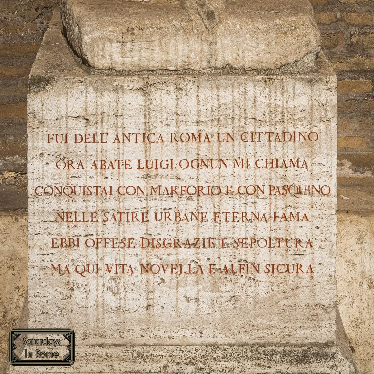 Talking Statues in Rome - Inscription