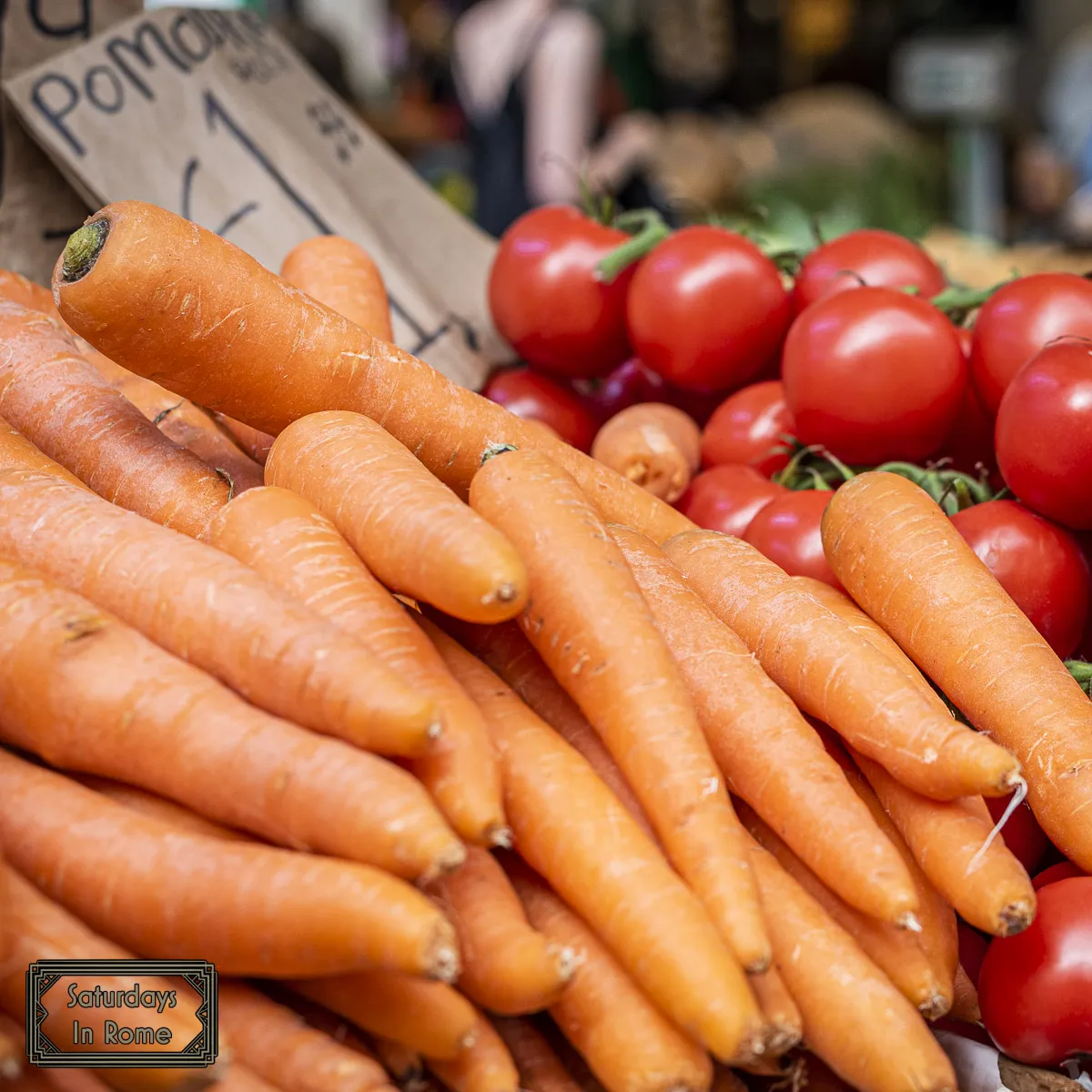 Farmers Markets In Rome - Carrots and Tomatoes