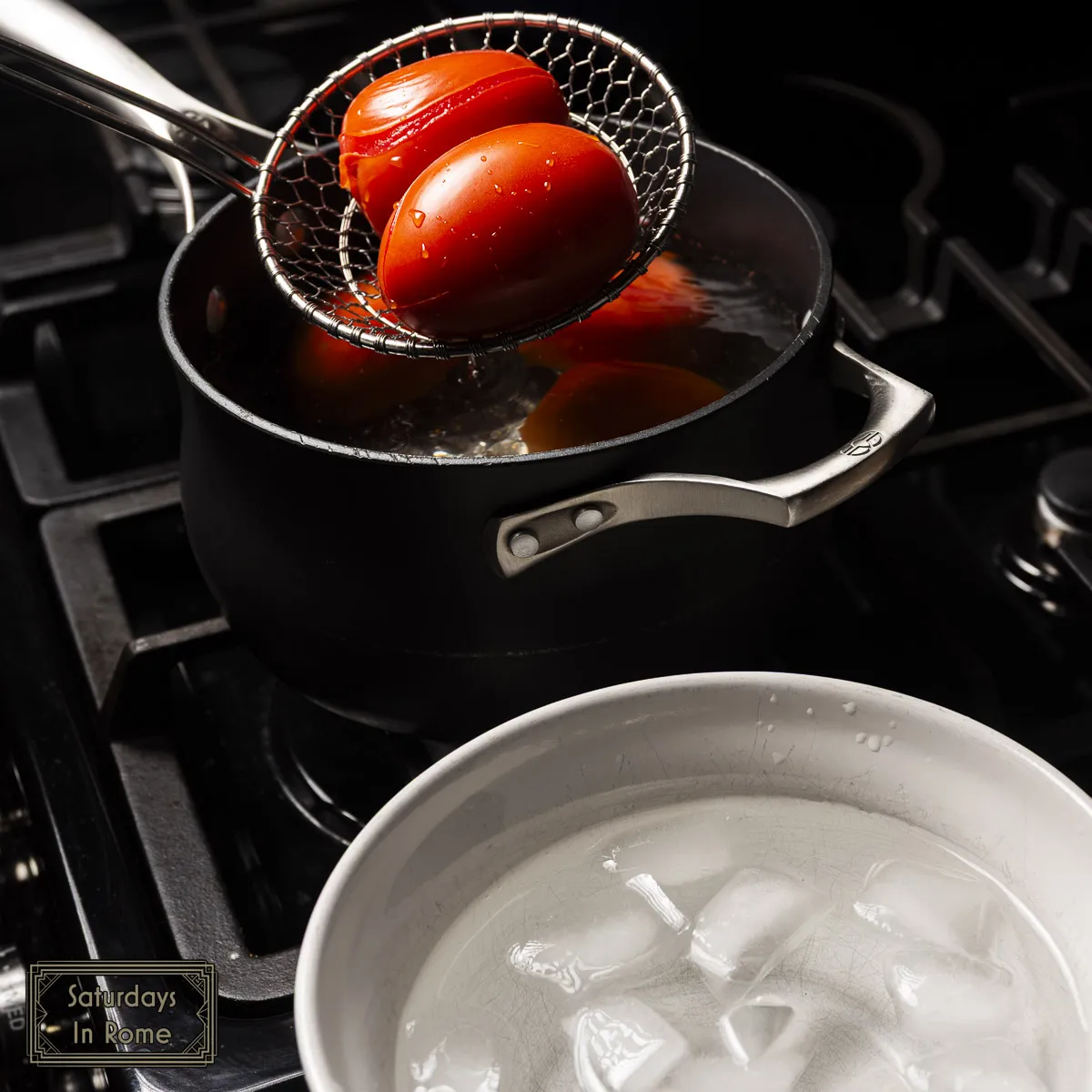 Tuscan Tomato Soup - Blanching The Tomatoes