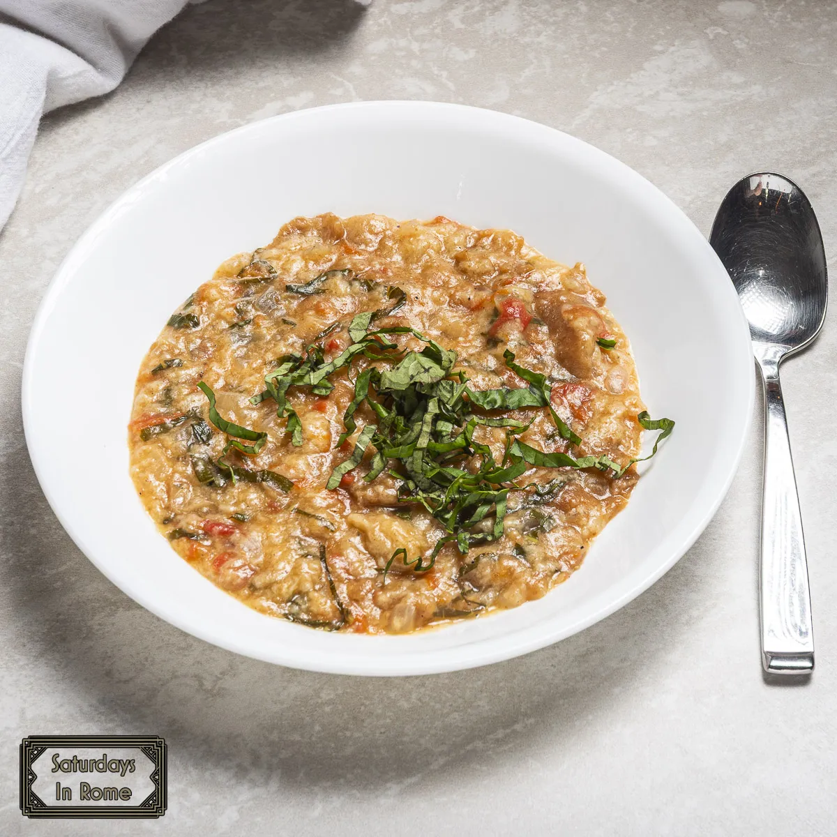 Tuscan Tomato Soup - Topped with Fresh Basil